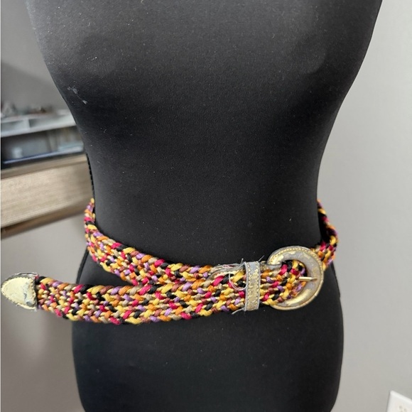 Handmade Accessories - VTG multi-color had woven braided bohemian belt 35in